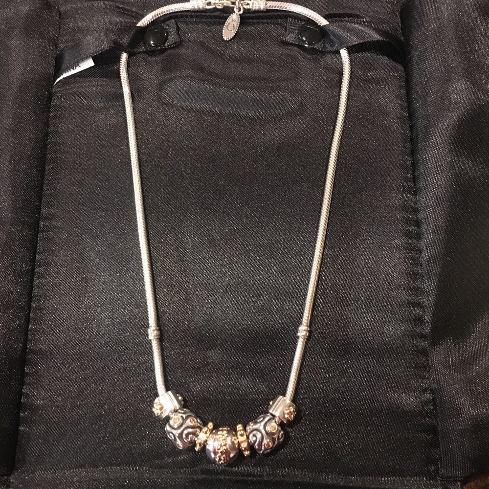 Pandora  16.5” Necklace With 14kt gold/SS Charms